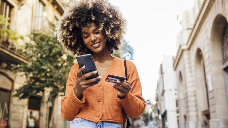 Woman shops online