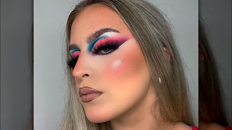 Pink and blue eyeshadow