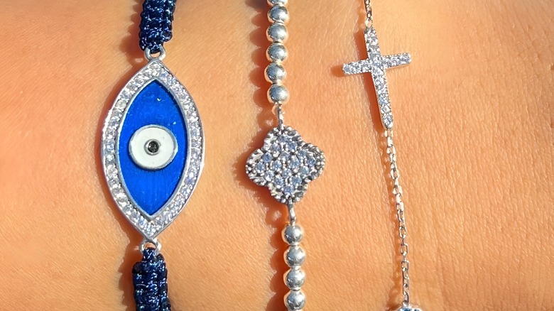 Girl wearing evil eye bracelet