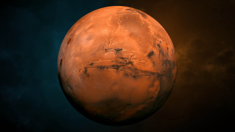 Render of Mars in space