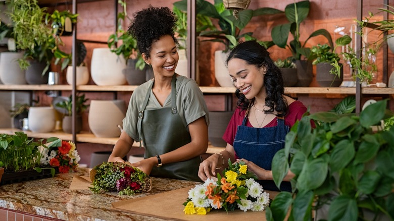 happy flower shop workers