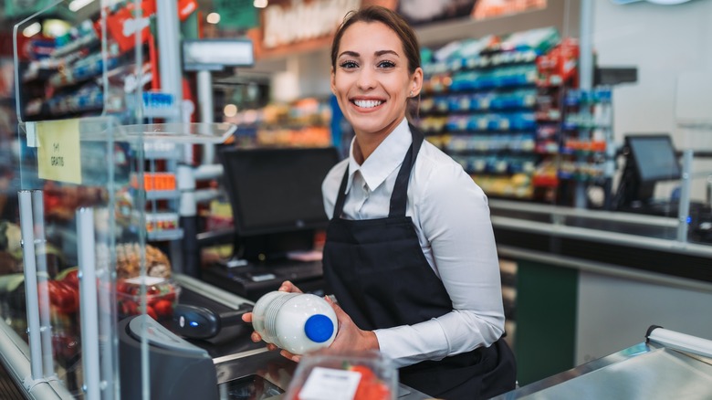 happy cashier