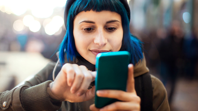 Woman looking at her phone