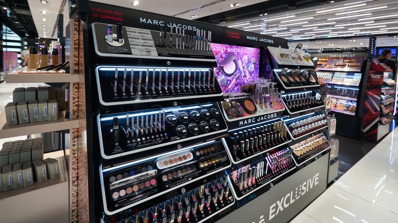 Marc Jacobs beauty display at Sephora.