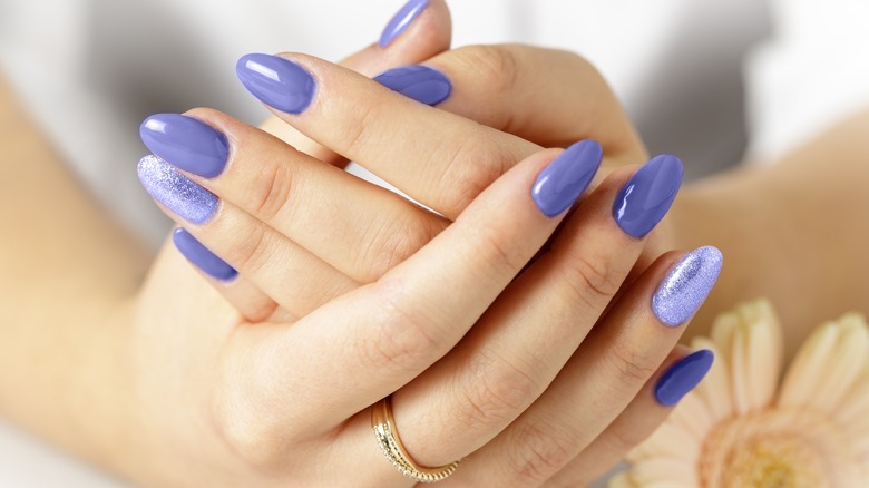 Purple gel manicure