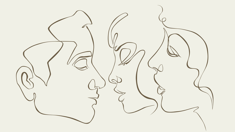 drawing of three lovers