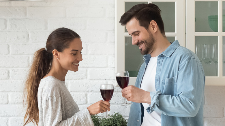 Couple having wine 
