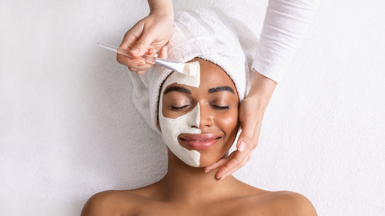 Woman getting a facial