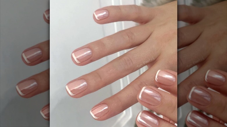 Baby French manicure with glaze 