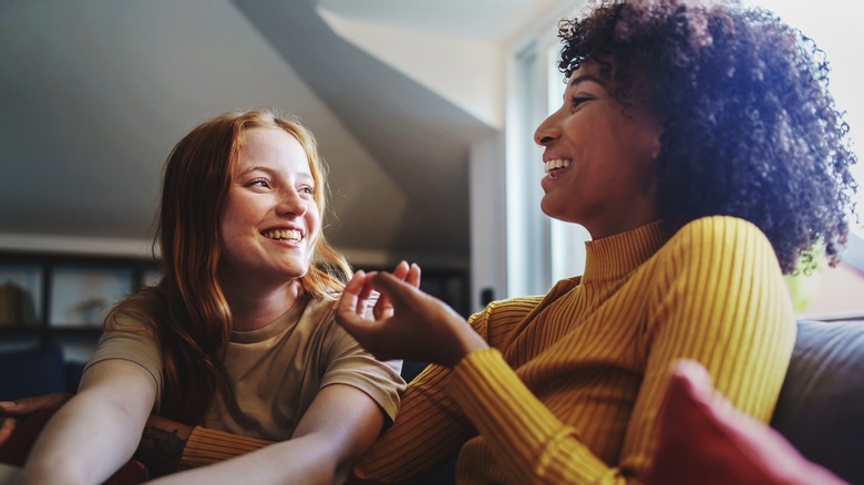 couple talking and laughing