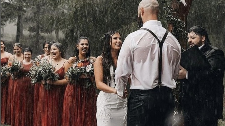 Wedding performed in the rain