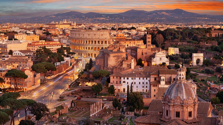 Aerial view of Rome Colosseum