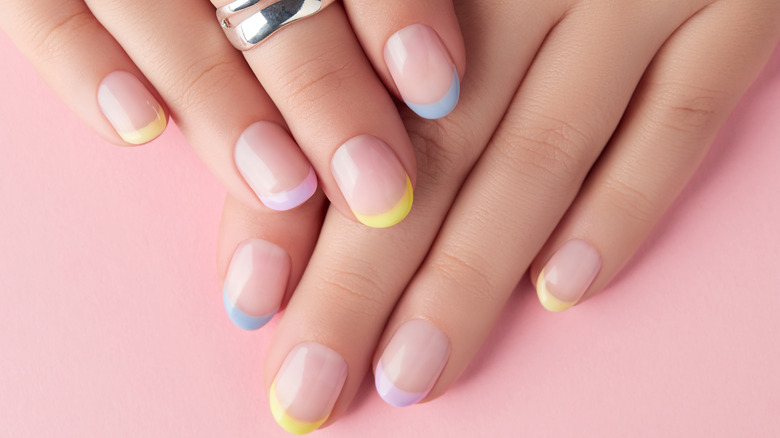 French manicure in pastel colors