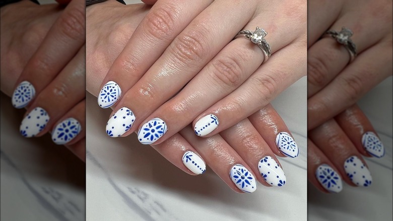 Woman with porcelain nails