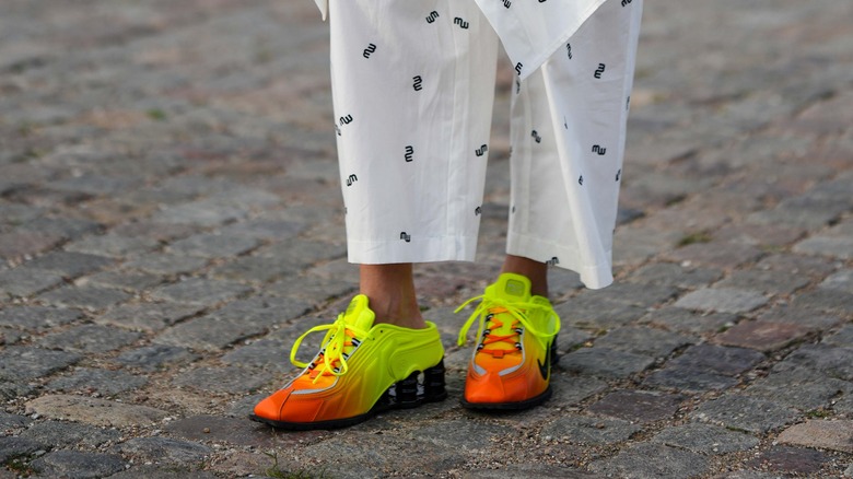 Neon yellow and orange shoes