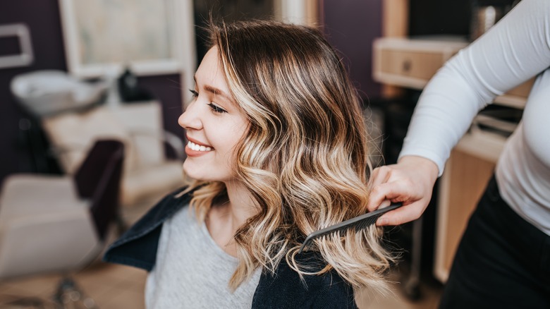 Chunky highlights hair style