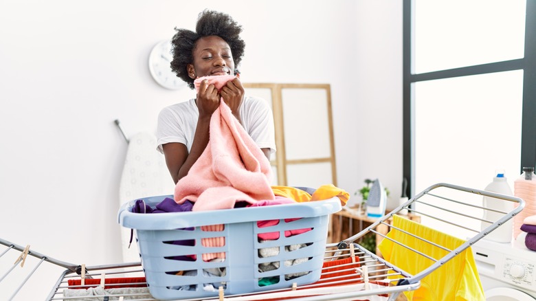 woman doing laundry