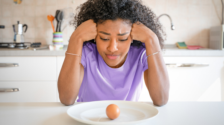 Unhappy woman on diet