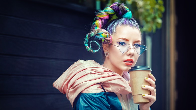 Woman drinking coffee