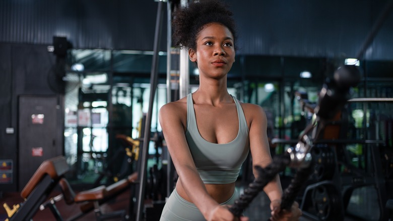 Woman working out at the gym