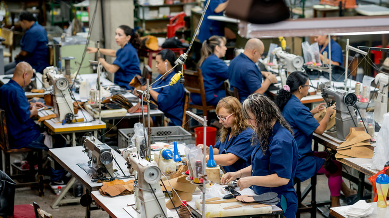 Workers in a manufacturing facility