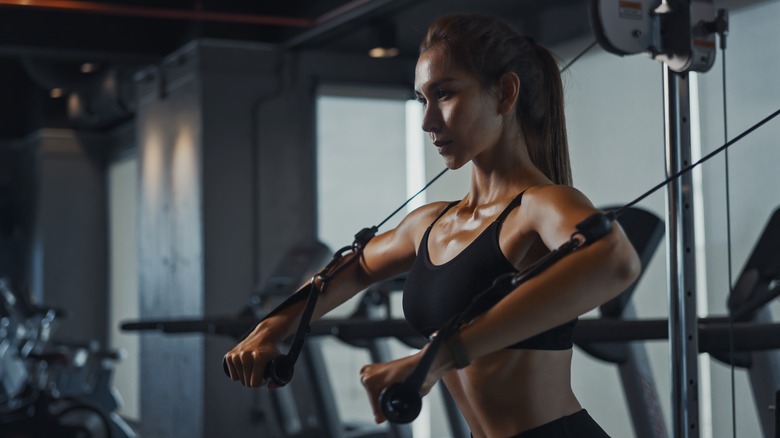 woman working out in a gym
