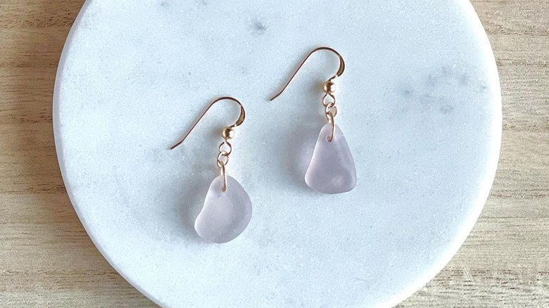 lavender sea glass earrings