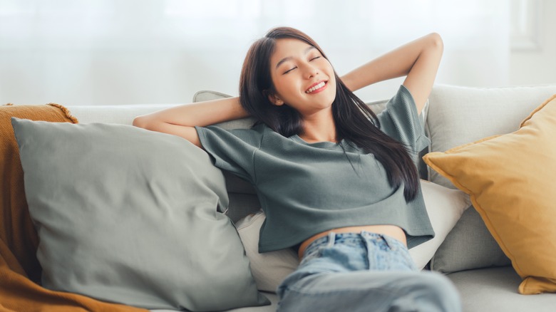 Woman relaxing on a couch