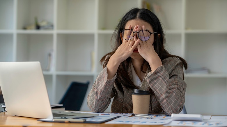 woman stressed at work