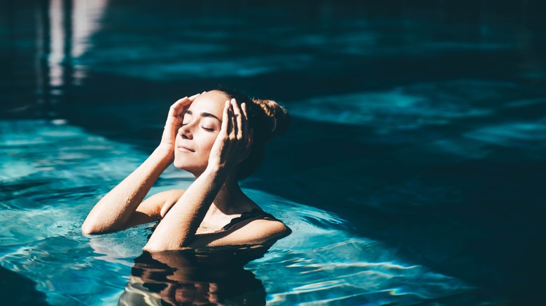 Woman swimming in a pool