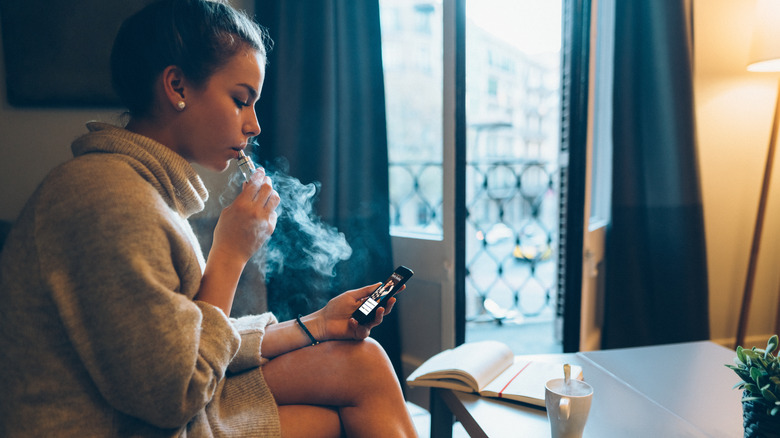 A woman smoking