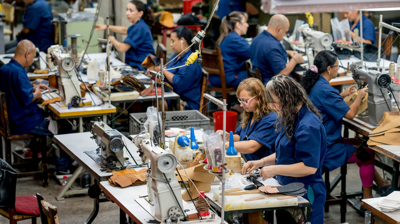 Workers in a clothing factory