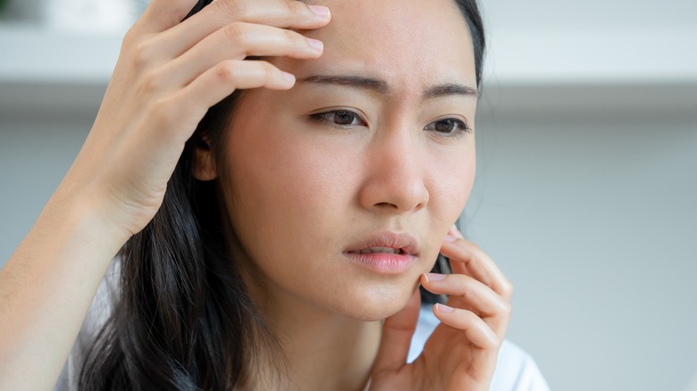 woman with irritated skin