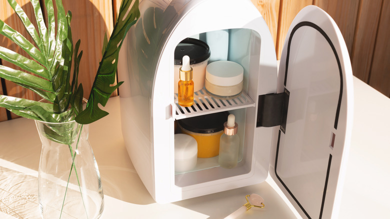 image of an open skincare fridge