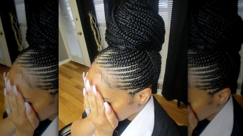 woman with braid updo