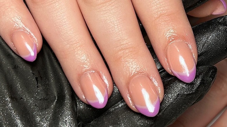 French manicure in lavender chrome