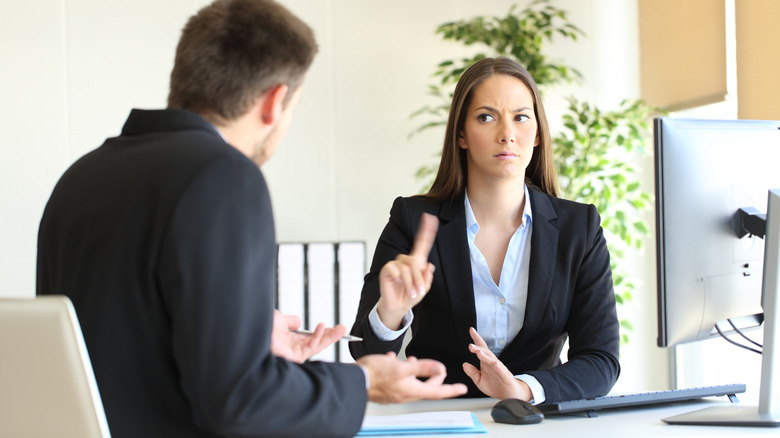 upset boss dealing with employee