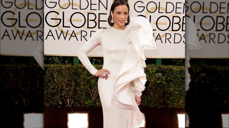 Paula Patton giant ruffle fiasco at the 2014 Golden Globes