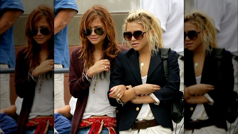 Mary-Kate and Ashley watching tennis