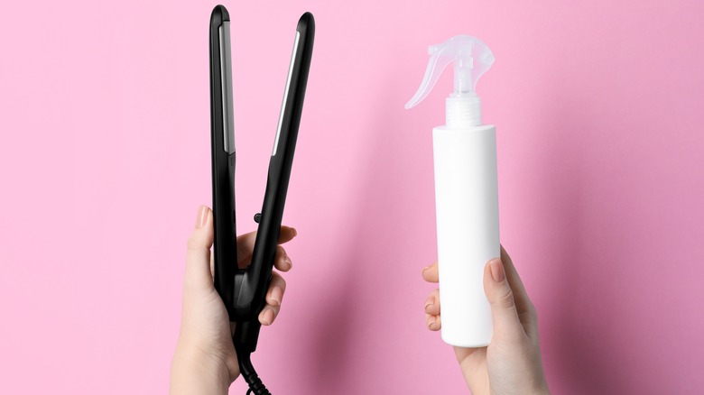 straightener and spray bottle