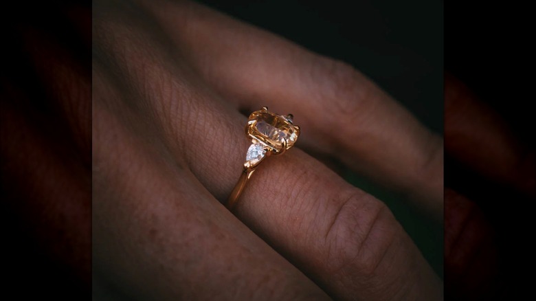 Peach sapphire ring