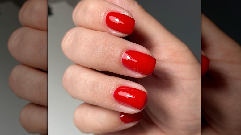 classic red fingernails