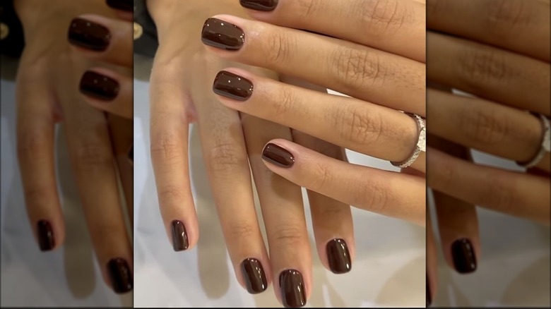 dark brown fingernails