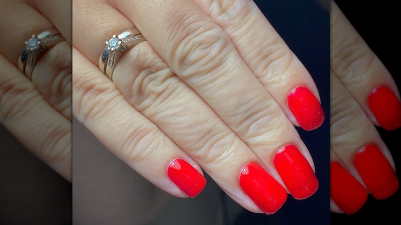 warm red nail polish