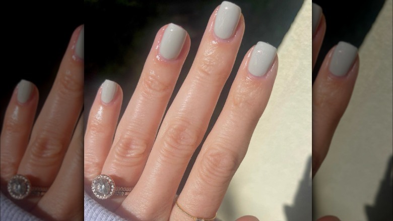 Cloudy champagne nails
