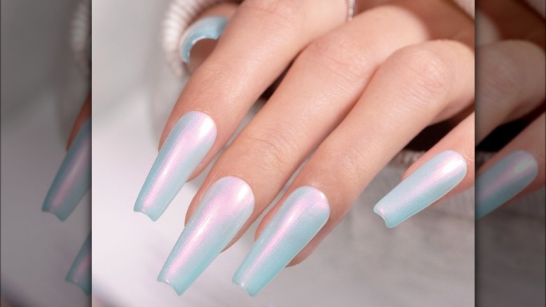 Pearlescent champagne nails