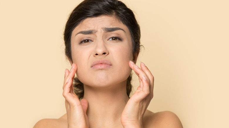 Woman upset with eyebrows