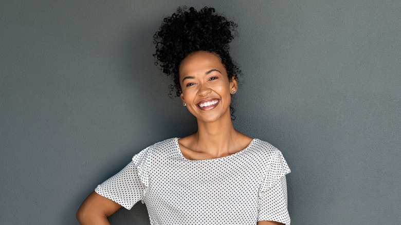 woman smiling and happy