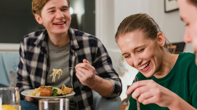 people eating together