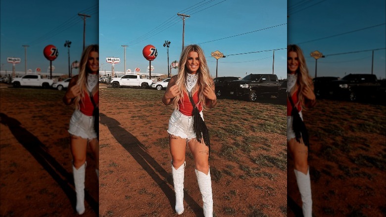 woman with fringe bandana